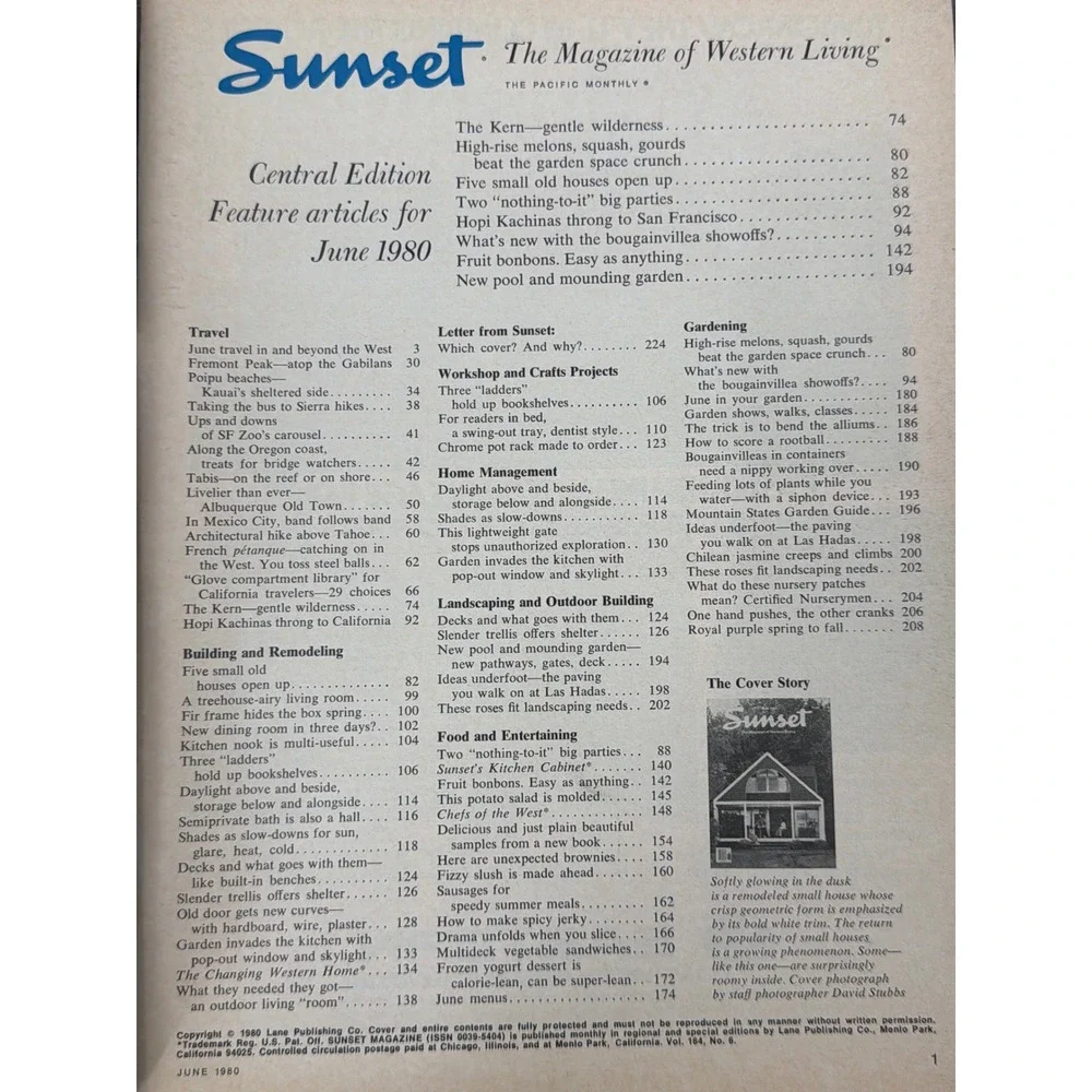 Vintage Sunset Magazine June August 1980 Lot of 2 Western Living Small Houses